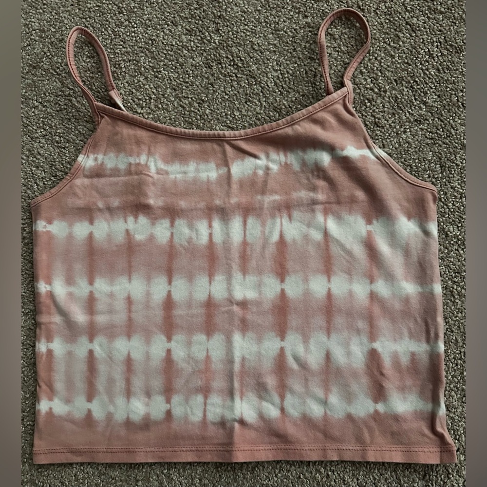 American Eagle Outfitters Pink and White Tie-Dye Tang Top